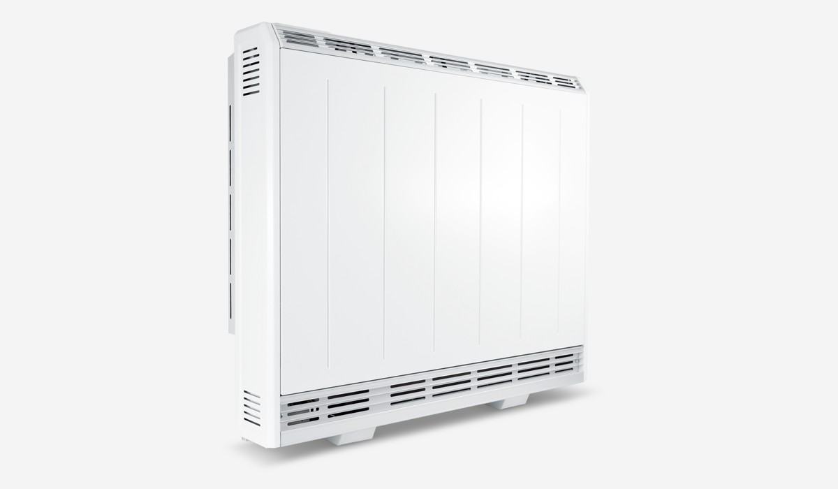 Dimplex XLE — płaski dynamiczny piec akumulacyjny, widok pod kątem
